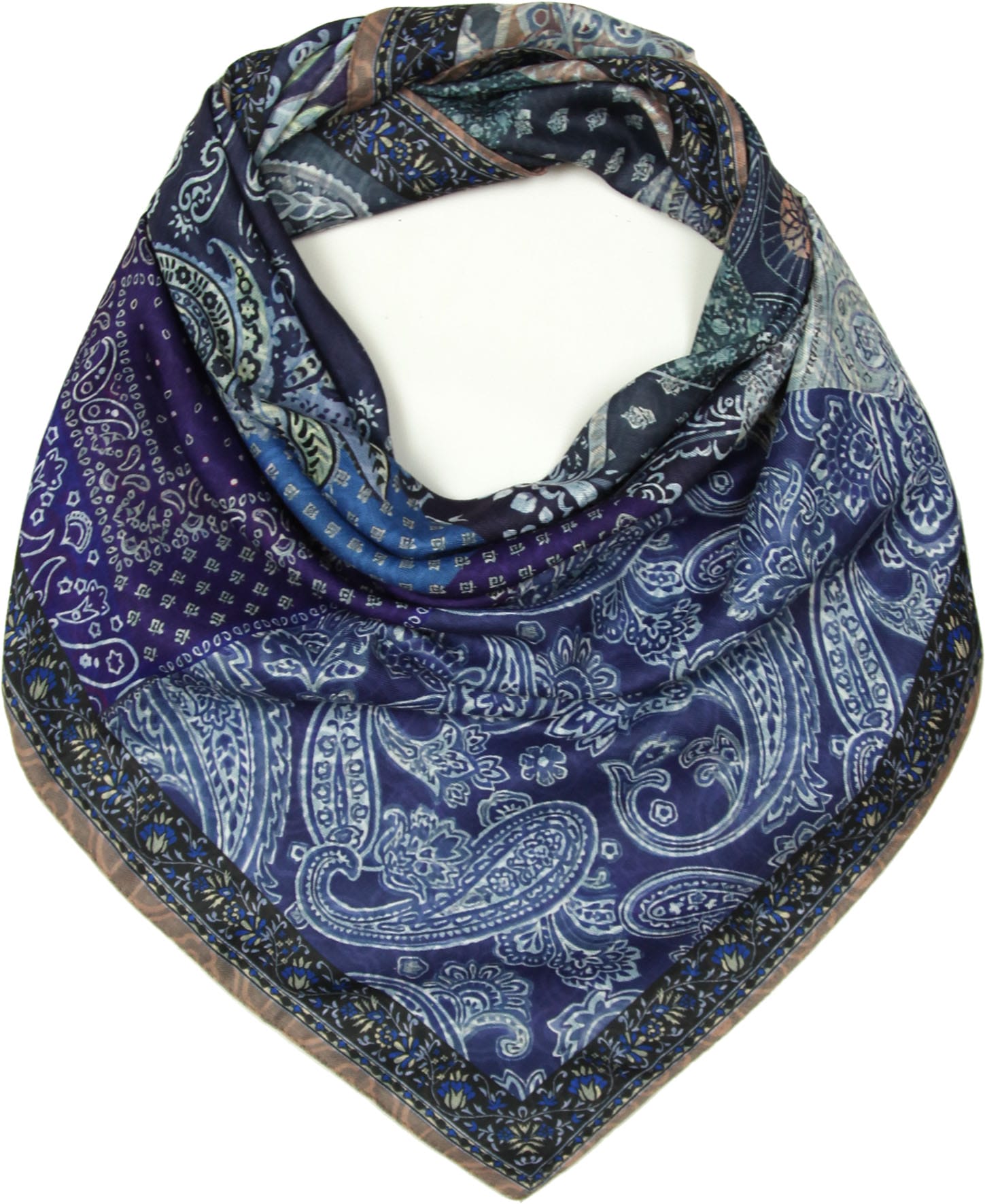 ПЛАТОК ДВУСТОРОННИЙ MELLIZOS с орнаментом пейсли и декоративной каймой